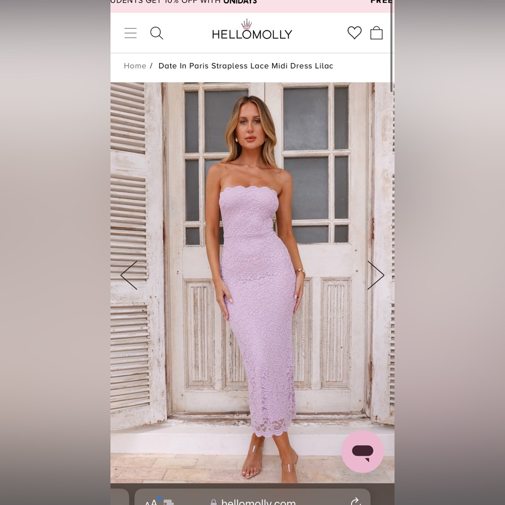Size Small Strapless Lilac Dress